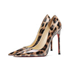 2025 New High Heels Women's Thin Heel French Sexy Leopard Pattern Internet Red Single Shoe 12CM Large Widening Thin Heel PlatiNum