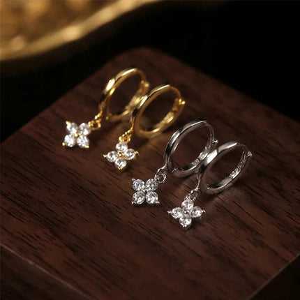 925 Silver Plated Four-leaf Flower Zircon Chain Necklace for Women Luxury Collar Charm Clover Necklaces 2025 Trend Jewelry PlatiNum