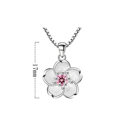 925 Sterling Silver Pink Purple Peach Blossom Necklaces For Women Luxury Designer Jewelry Accessories Wholesale Jewellery PlatiNum