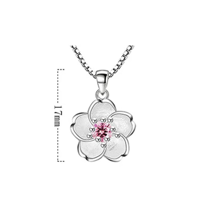 925 Sterling Silver Pink Purple Peach Blossom Necklaces For Women Luxury Designer Jewelry Accessories Wholesale Jewellery PlatiNum