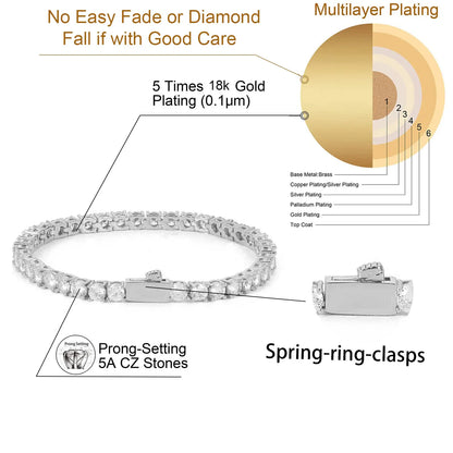 Gioielli Hip Hop Cubic Zirconia ghiacciata Catena da tennis ghiacciata Collana bling placcata oro 18 carati per le donne Logo laser personalizzato gratuito