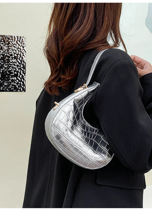 Fashion Stone Pattern Shoulder Bag Women'S Small Handle Underarm Bag Clutch Luxury Women'S Handbag Tote Bag Mini Dumpling Bag PlatiNum