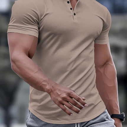 Men's Classic Summer Polo Shirt, Solid Color Casual, Comfortable, Breathable, Stand-Up Collar, Short Sleeve Muscle Sports Top
