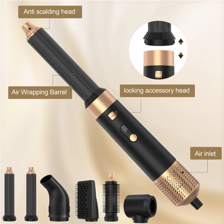 6 in 1 Professional Hair Dryer Hot Comb Set Professional Curling Iron Hair Straightener Styling Tool For Hair Dryer Household