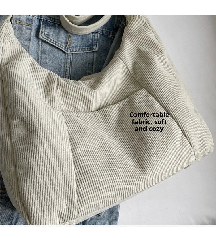 New Large Capacity Casual Crossbody Bag Simple Artistic Commuter Student Single Shoulder Bag Outdoor Leisure Women's Tote Bag PlatiNum
