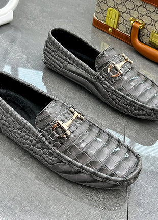 Scarpe Casual da uomo in pelle verniciata di alta qualità scarpe da guida di marca mocassini con motivo a coccodrillo maschile per scarpe basse mocassino da uomo