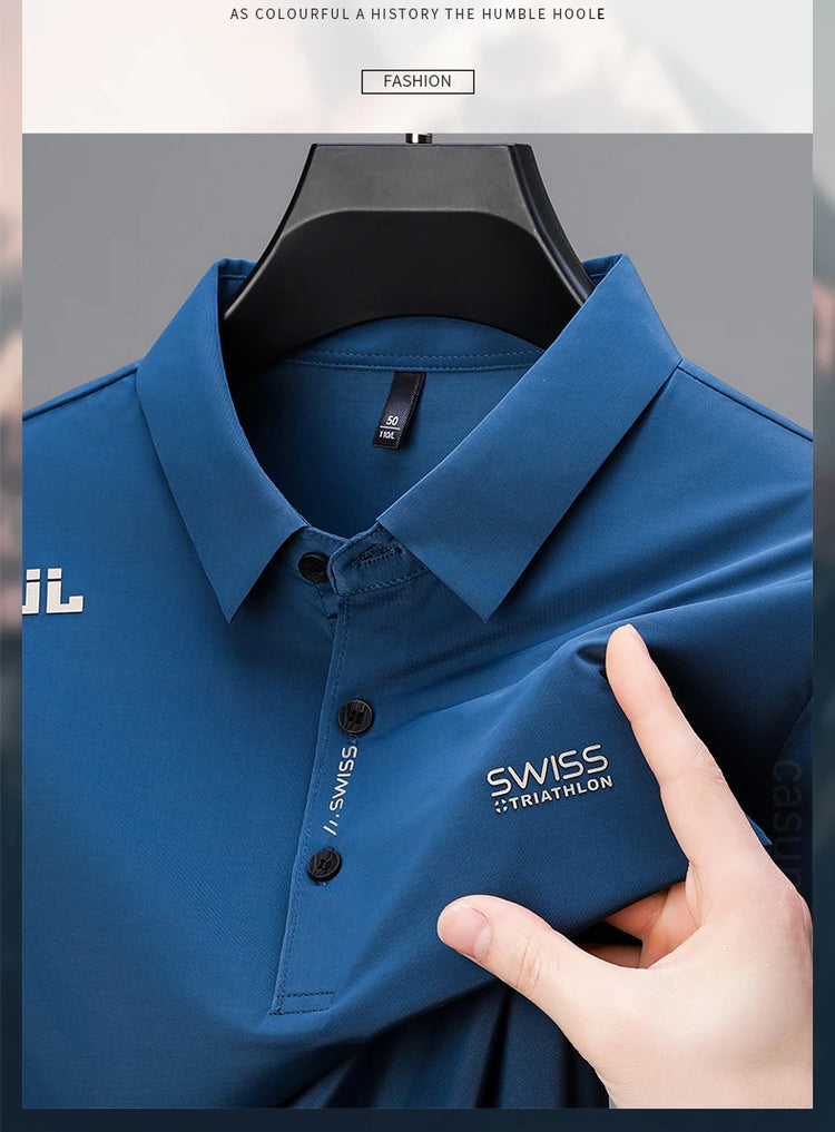 BROWON 2025 Estate 2025 Tendenze Polo Maglietta da uomo Manica corta Antirughe Colletto rovesciato Sottile Cool Business Tee Shirt Homme