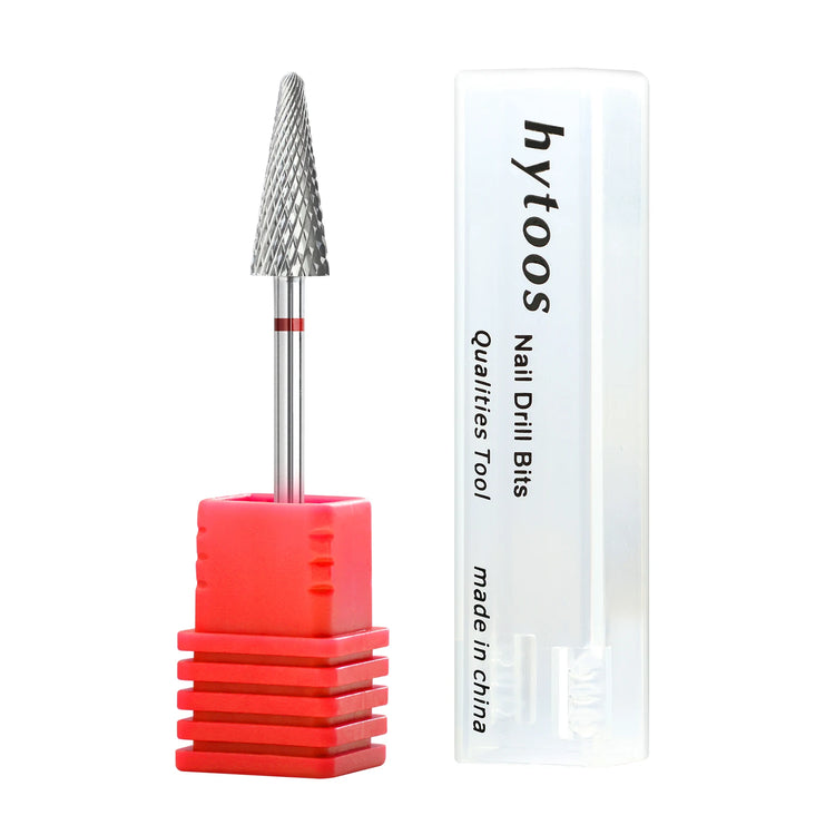 HYTOOS Carbide Cone Shape Nail Drill Bit Rotary Burr Milling Cutter for Manicure & Pedicure Electric Files
