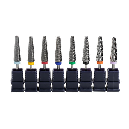 HYTOOS 24mm Super Long 5 in 1 Nail Drill Bits Two-Way Cross Manicure Carbide Burr Electric Grinding Accessories