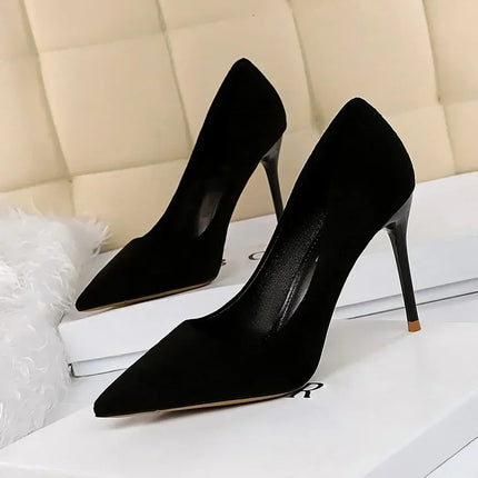 Donne 9 cm Tacchi alti Festa quotidiana Décolleté in pelle scamosciata colorata Scarpins femminili Stiletto Banchetto serale Rosso Giallo Scarpe Plus Size 34-43
