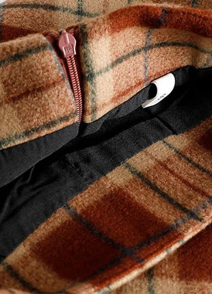 Plaid Woolen Short Skirts Women Autumn Winter New Zipper High Waist Temperament Mini Skirt Woman Retro Thicken Checked Skirts PlatiNum