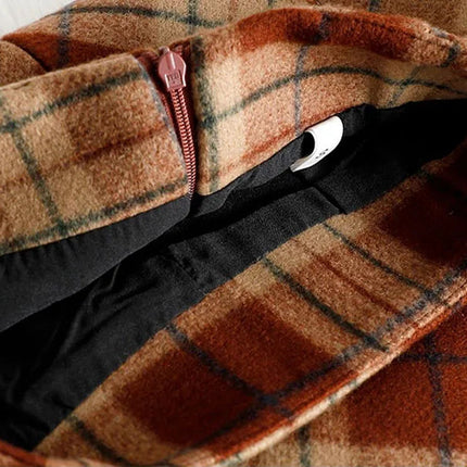 Plaid Woolen Short Skirts Women Autumn Winter New Zipper High Waist Temperament Mini Skirt Woman Retro Thicken Checked Skirts PlatiNum