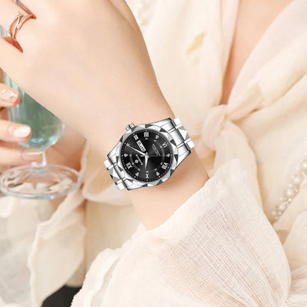 BANGWEI Orologio da donna Orologio di moda classico elegante di lussoBusiness Casual Data Orologi da donna al quarzo luminoso impermeabile in acciaio inossidabile platinumshop