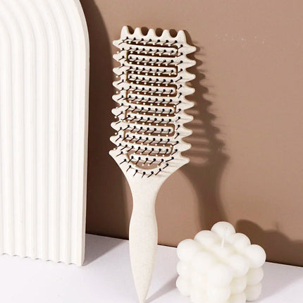 Curling Styling Brush - Hollow Massage Comb, Nylon Mane, ABS Plastic Handle, Comfortable Grip Special for Real Hair Wigs