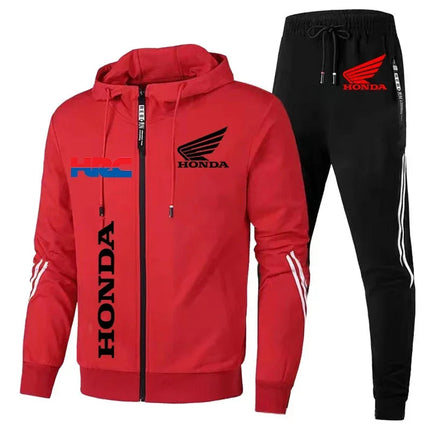 H New Honda Tracksuit Men's Clothing Honda HRC Logo Print Sweat Suits Zip Hoodies+Pants 2 Piece Sets Men Honda HRC Sportswear PlatiNum
