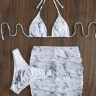 3 pezzi perizoma Bikini con gonna marmo texture costume da bagno donna costume da bagno Set costumi da bagno femminili abbigliamento da spiaggia nuoto estate platinumshop