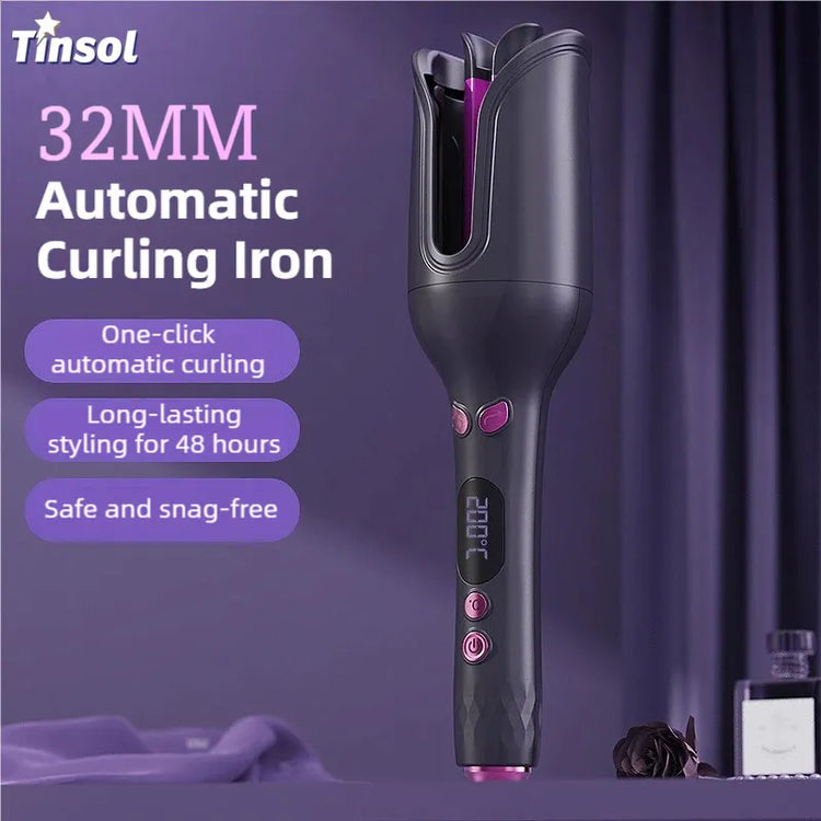 TINSOL 32MM Electric Rotary Curling Iron Automatic Hair Curler Negative Ion Air Rotating Curling Bar Professional Styling Tool
