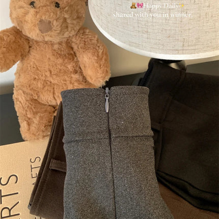 MEXZT Streetwear Woolen Mini Skirt Women Fashion Harajuku with Belt Black Pleated Skirts Fall Winter Preppy Korean A Line Faldas PlatiNum