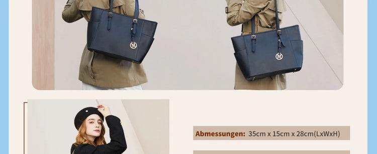 Miss Lulu Handbag DONNA, borsa shopper grande, borsa a tracolla con tracolla regolabile, versione migliorata