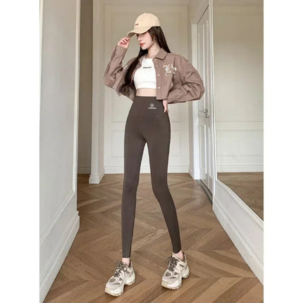 M-XL Shark pants women wear spring  autumn winter thin high-waisted belly lift hip yoga tights small feet black leggings PlatiNum