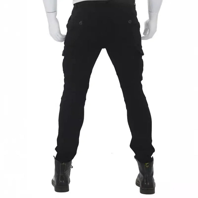 Men Denim Cargo Skinny Solid Pockets Pencil Pants Washed Ankle Length Jeans Vintage Moto Biker 2024 Summer Slim Fit Sheath PlatiNum
