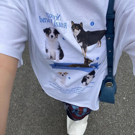 1102Dog Kawaii Graphic Shirt Ulzzang Fashion Unisex Harajuku Streetwear Grunge Y2k Aesthetic Oversized Women's T-shirts