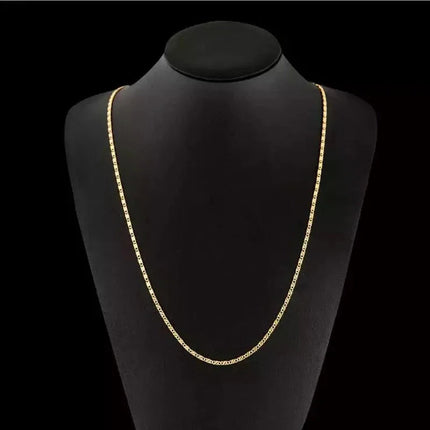 Fashion 18k Gold Necklace 2MM 16/18/20/22/24/26/28/30 Inch Side Chain Necklace For Women Men Jewelry 925 Silver Necklace PlatiNum