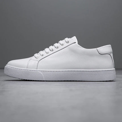 New Men Casual Sports Vulcanized Shoes Comfortable Fashionable Flat Heeled Leather Shoes Outdoor Driving Travel Brand Shoes Men