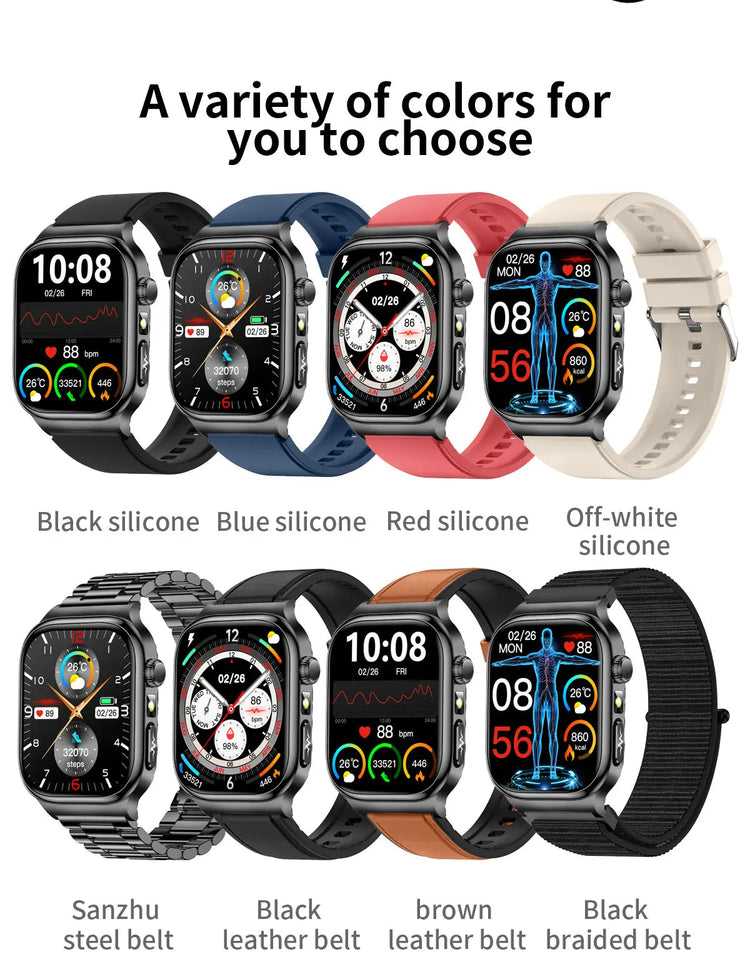 2026 Nuovo Misurazione Accurata Salute Smart Watch ECG + PPG Acido Urico Pressione Sanguigna Lipidi Nel Sangue Chiamata BT Smartwatch Per Le Donne Degli Uomini platinumshop