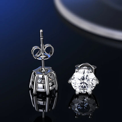100% Real Sterling Silver S925 Moissanite Earrings Stud  With 2 Certificate D VVS1 Pass Diamond Test Pen For Women Men Jewelry PlatiNum