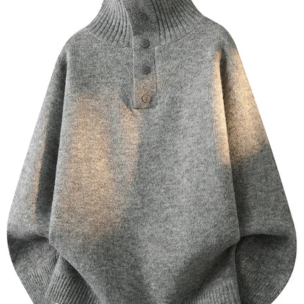 Turtleneck Long Sleeves Zipper lapel Pullover Sweater Men Spring Autumn Solid color Sweater Jumper Streetwear