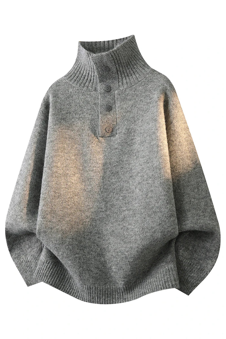 Turtleneck Long Sleeves Zipper lapel Pullover Sweater Men Spring Autumn Solid color Sweater Jumper Streetwear
