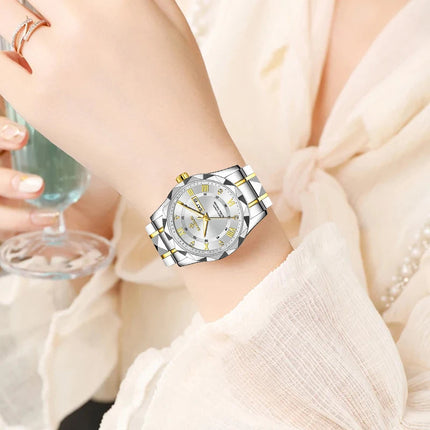 BANGWEI Orologio da donna Orologio di moda classico elegante di lussoBusiness Casual Data Orologi da donna al quarzo luminoso impermeabile in acciaio inossidabile platinumshop