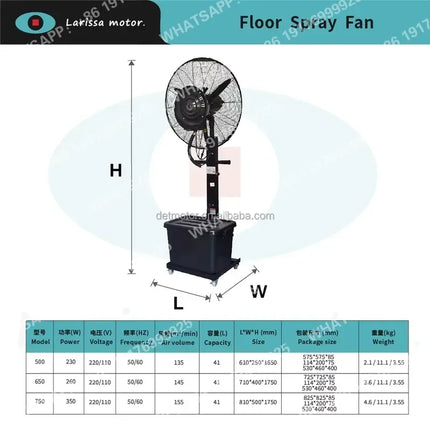 Ventilatore Industriale Commerciale di Qualità 110v 220v 26-30 Pollici da Pavimento/Soffitto per Esterni con Oscillazione e Nebulizzazione, Grande Ventilatore a Colonna con Spruzzo d'Acqua