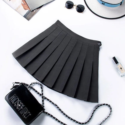 Harajuku kurzer Rock Neue koreanische Frauen High Waist Reißverschluss Schulmädchen karierter Plissee Mini sexy Preppy Stil Falda Mujer sexy