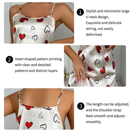 Indumenti da notte sexy per le donne Lingerie in raso Chemise Slip Camicia da notte Abito corto Camicia da notte Babydoll Pigiama Stampa Homewear Pijama