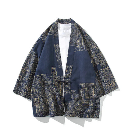 Camicie Uomo Yukata Cosplay Kimono Giapponese Retrò, Camicie Etniche Stampate da Uomo, Camicie in Lino Moda Donna, Blusa Oversize Haori