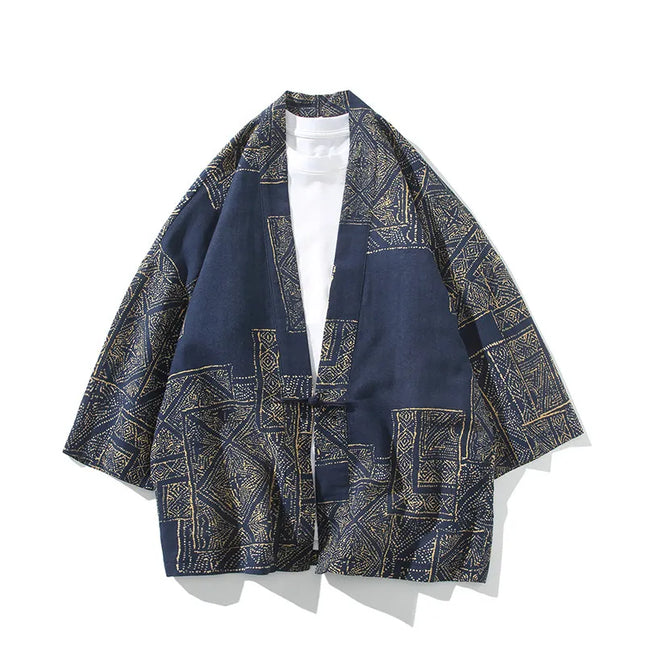 Herrenhemd Yukata Cosplay Retro Japanischer Kimono, Herren Hemden mit Ethnodruck, Leinenhemden für Damen, Oversize Haori Bluse