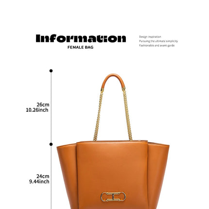 CHCH Women's Tote Bag 2026 Spring New Brown Magnetic Buckle Storage Bag Large Capacity Commuter Chain Bag PlatiNum
