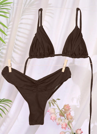 Costume da bagno bikini con pieghe sexy Micro bikini solido Costume da bagno donna Triangolo femminile Costume da bagno da spiaggia platinumshop