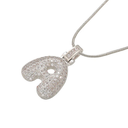 ZHUKOU Colore argento Bubble lettere iniziali collane 26 lettere pendenti collane per le donne Ottone CZ Gioielli all'ingrosso VL34