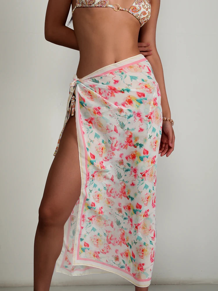 Stampa Cover up Sexy Beachwear Summer Sarong 2024 nuova sciarpa per le donne brasiliano Wrap Beachwear femminile platinumshop