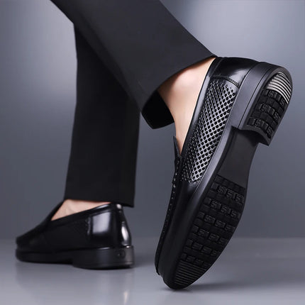 Mocassini in Pelle da Uomo Estate 2026, Scarpe Casual Slip-on Traspiranti, Comode per Camminare e per l'Ufficio