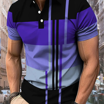 The new 2025 summer men's POLO shirt features a casual 3D striped pattern print, comfortable, breathable, and fashionable