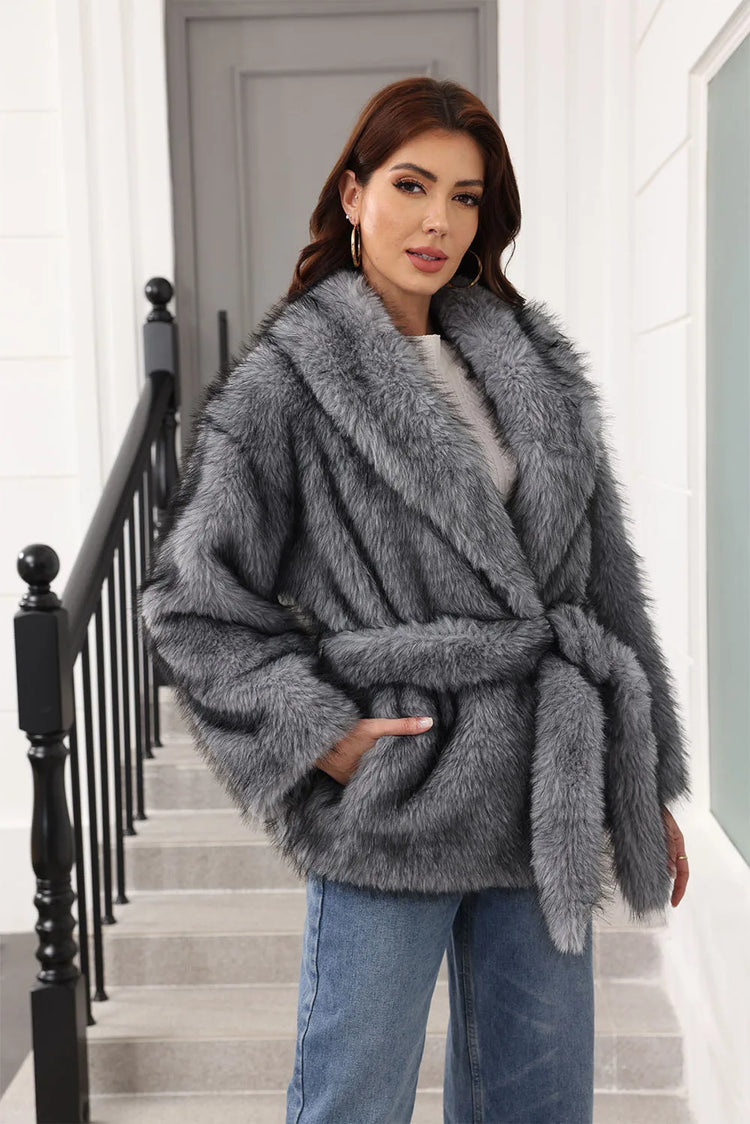 ZADORIN Luxury Belted Mid Long White Faux Fur Coat For Woman Clothes Winter Oversize Fluffy Jacket Fox Fur Faux Coat Outerwears
