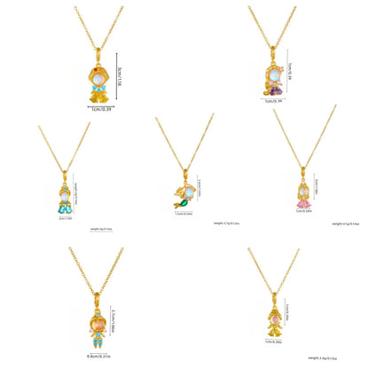 Collana alla moda con zirconi colorati, fiaba, piccola principessa, catena universale placcata in oro, catena clavicola, temperamento dolce
