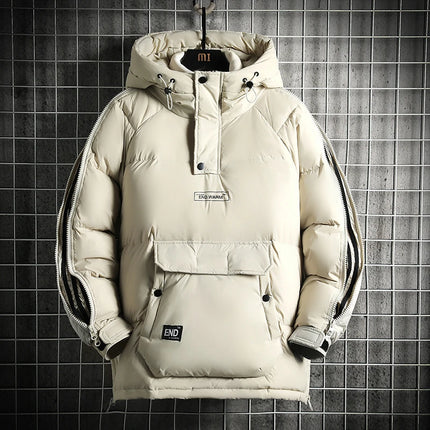 Winter Filled White Duck Down Coat Warm Hooded Pullover Down Jacket Couple Men's Cross-border Jacket Couple style