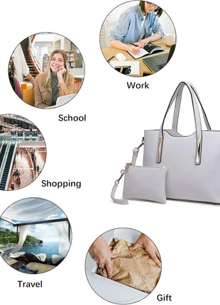 Borsa da donna Miss Lulu di medie dimensioni, elegante borsa a tracolla e borsa a mano, set shopper da 2 pezzi
