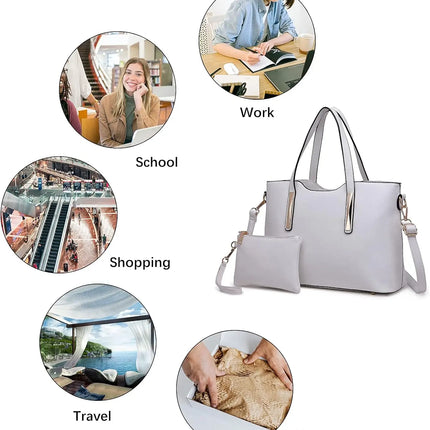 Borsa da donna Miss Lulu di medie dimensioni, elegante borsa a tracolla e borsa a mano, set shopper da 2 pezzi