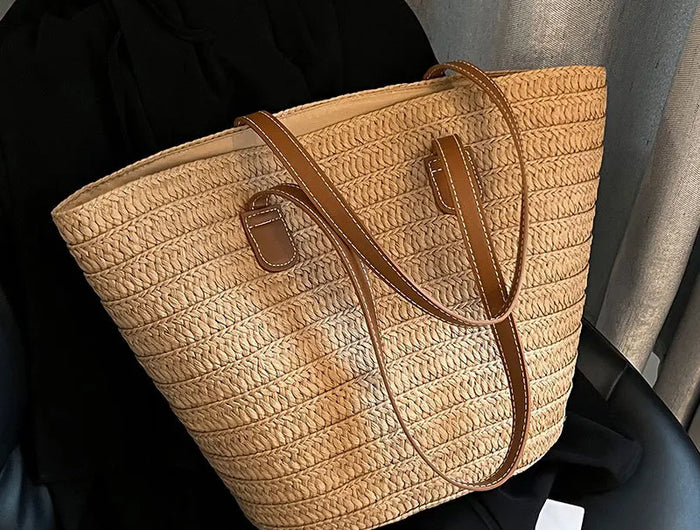 Women's Large Capacity Shoulder Bag, Woven Straw Summer Handbag, Designer Luxury Beach Bag, Bali Shopper
